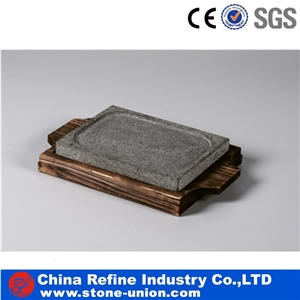Cookware with Local Characteristics, Volcanic Grey Basalt Cookware,Cookware Of Cooking Stone, Bamboo Plate with Cooking Stone,Cooking Stone Grill Set