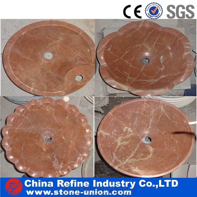 Coral Red Basin for Your Bathroom Decoration , China Coral Red Marble Sinks