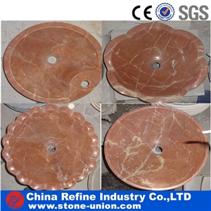 Coral Red Basin for Your Bathroom Decoration , China Coral Red Marble Sinks
