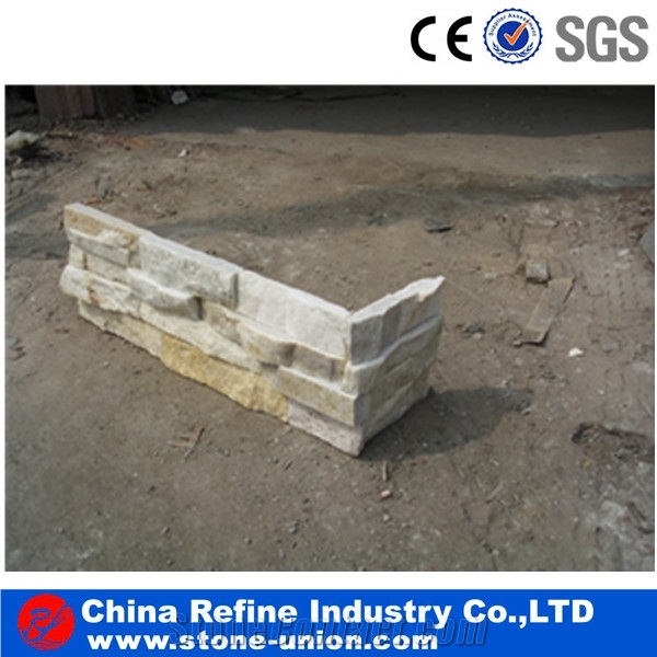Culture Stone Wall Tile Corner&Exterior Wall Stone,Slate Ledgestone Wall Panels,Gold Beige Ledger Stone Backsplash