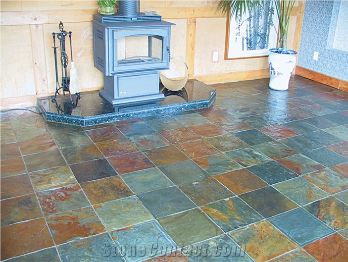 Dark Green Slate Stone Flooring Tiles, China Green Slate, Slate Tile, Slate Decoration Flooring