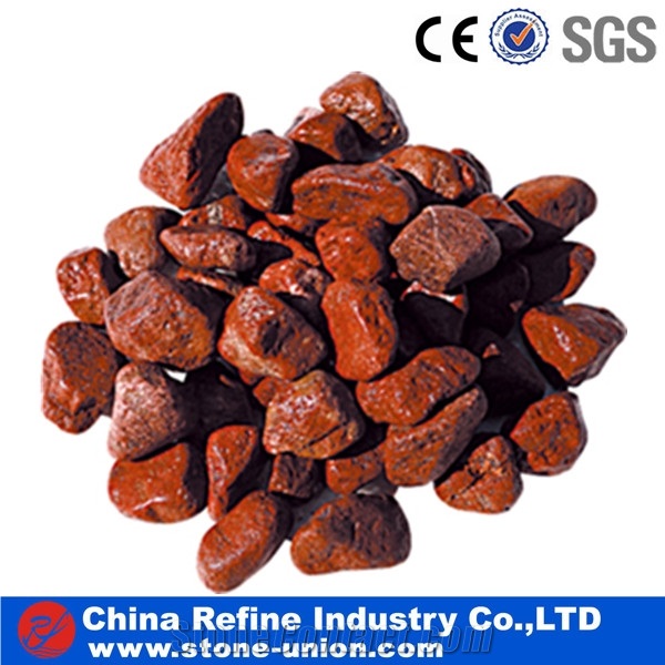 Decorative Rose Red Tumbled Garden Pebbles, Red River Stone in Bulk, Cobble Stone Tumbled Finished