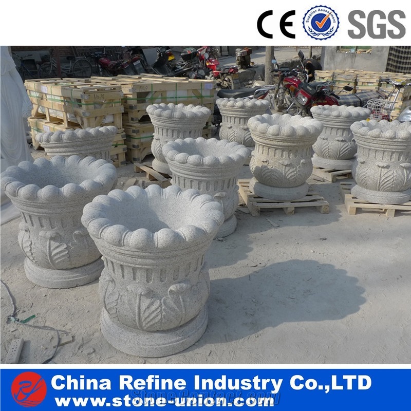 Decorative Stone Garden Flower Pot for Garden Hot Sale , Natural Outdoor Granite Flower Pot Stone Garden Flower Pot