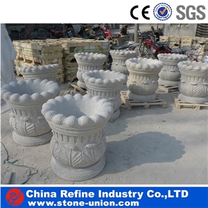Decorative Stone Garden Flower Pot for Garden Hot Sale , Natural Outdoor Granite Flower Pot Stone Garden Flower Pot