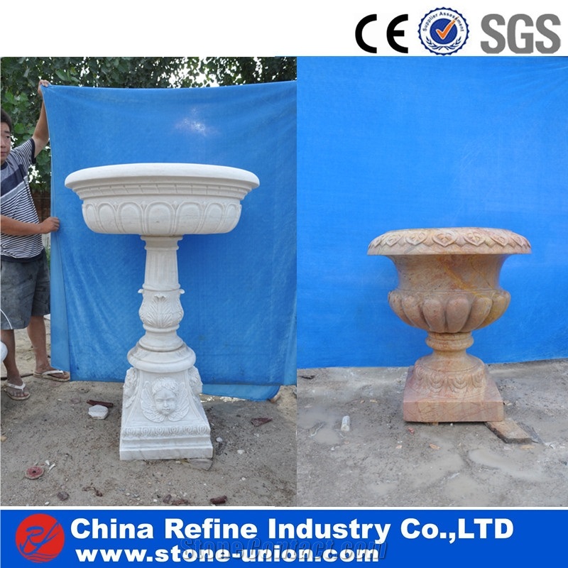Decorative Stone Garden Flower Pot for Garden Hot Sale , Natural Outdoor Granite Flower Pot Stone Garden Flower Pot