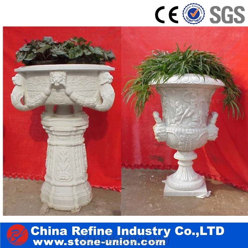 Decorative Stone Garden Flower Pot for Garden Hot Sale , Natural Outdoor Granite Flower Pot Stone Garden Flower Pot