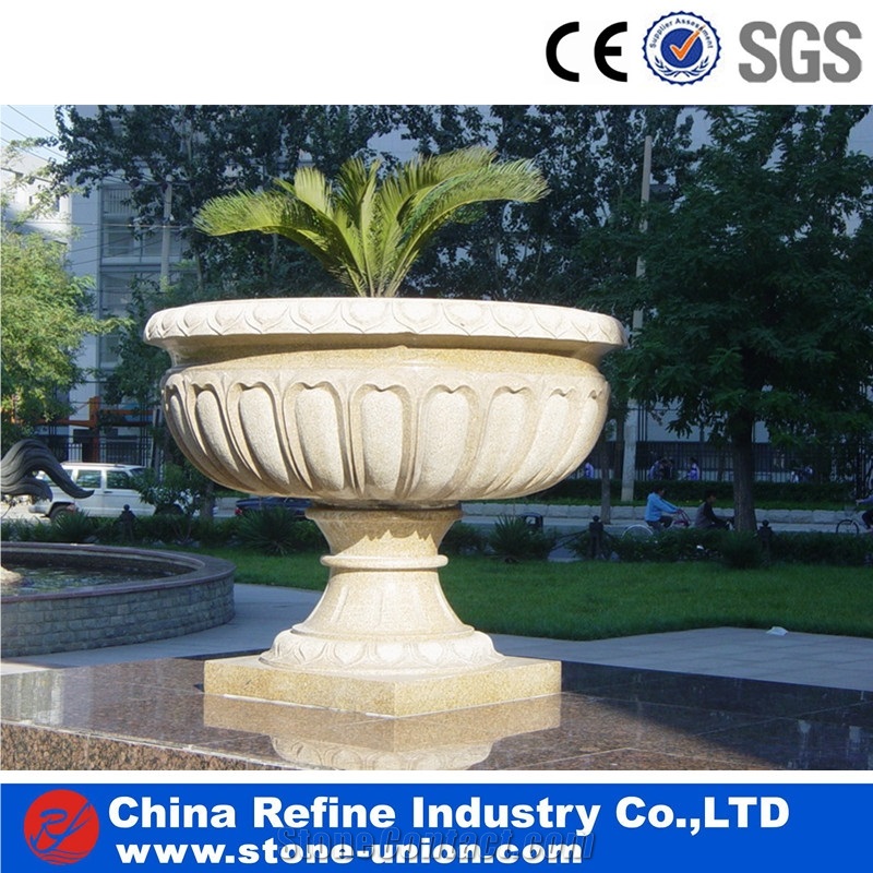 Decorative Stone Garden Flower Pot for Garden Hot Sale , Natural Outdoor Granite Flower Pot Stone Garden Flower Pot
