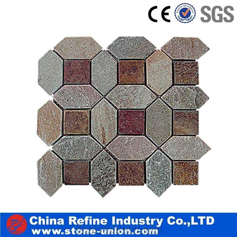 Different Shape Colorful Slate Mosaic Factory Price, Mosaic Pattern