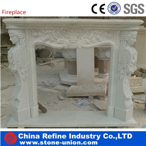 Fireplace with Carving , Wonderful Fire Place China Beige Marble Fireplace,Marble Fireplace Mantel Handcarved Flower Sculptured Fireplace