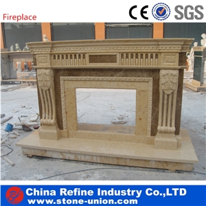 Fireplace with Carving , Wonderful Fire Place China Beige Marble Fireplace,Marble Fireplace Mantel Handcarved Flower Sculptured Fireplace