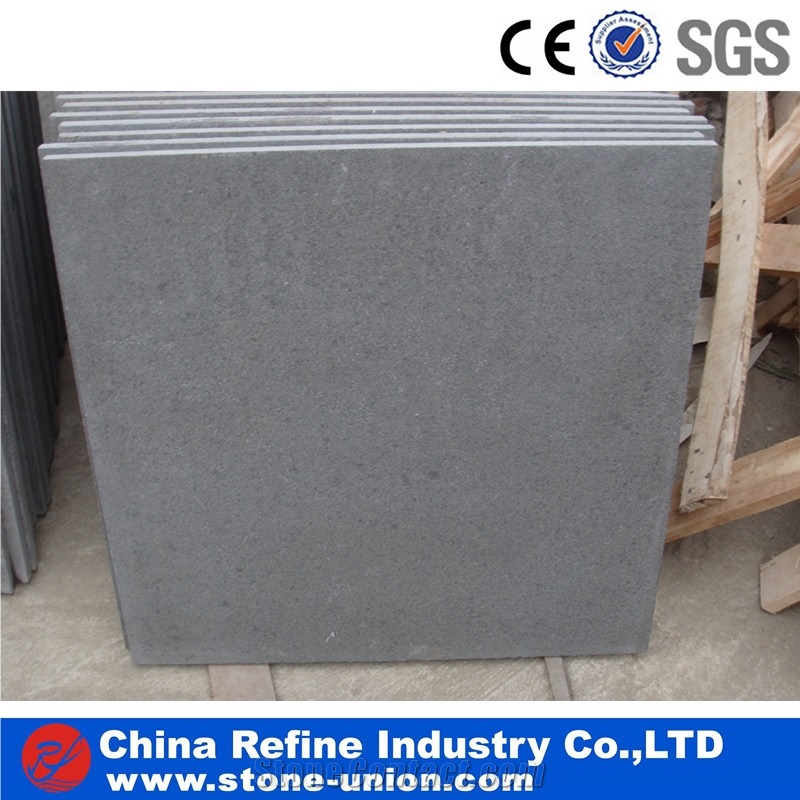 Flamed Mongolia Black Basalt Slabs & Tiles, Natural Black Basalt Stone, Natural Absolute Black Basalt