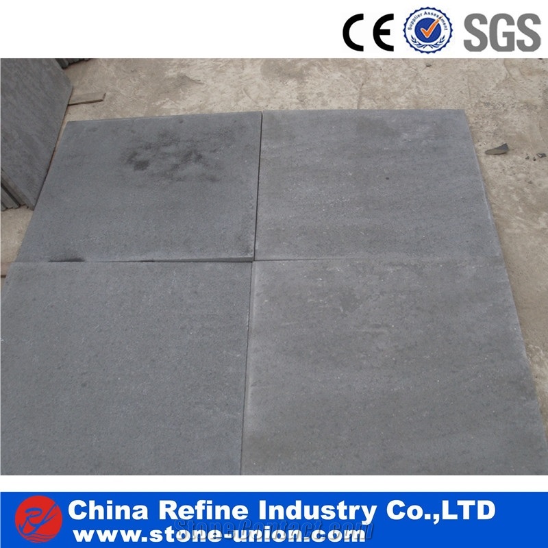 Flamed Mongolia Black Basalt Slabs & Tiles, Natural Black Basalt Stone, Natural Absolute Black Basalt