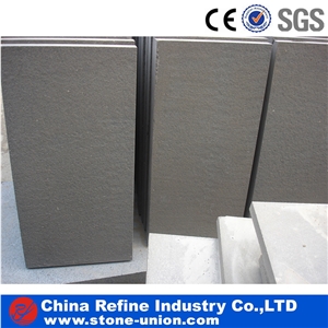 Flamed Mongolia Black Basalt Slabs & Tiles, Natural Black Basalt Stone, Natural Absolute Black Basalt