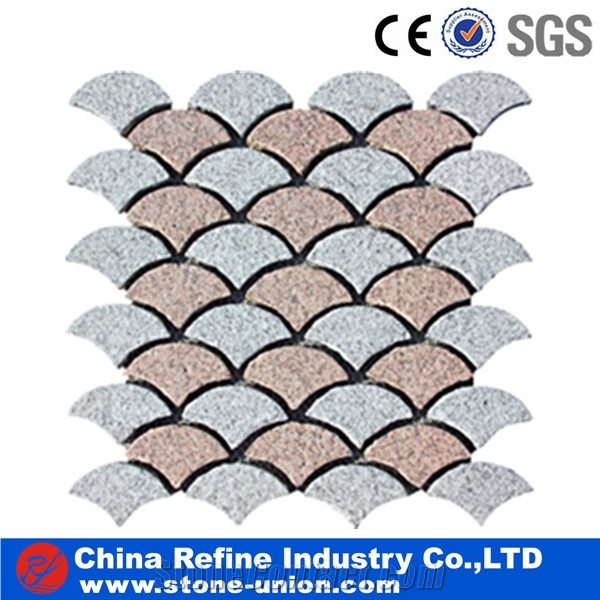 G603/G654/G562 Natural Tumble Grey Granite Mesh Paving Stone,Granite Sqaure Meshed Patio Paving Stone,Cobble Stone Mesh Garden Stepping Pavements