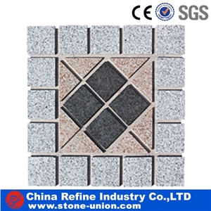 G603/G654/G562 Natural Tumble Grey Granite Mesh Paving Stone,Granite Sqaure Meshed Patio Paving Stone,Cobble Stone Mesh Garden Stepping Pavements