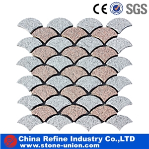 G603 Granite /G682 Granite Cobble Stone on Mesh, Granite Flooring Paving Stone