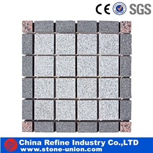 G603 Granite /G682 Granite Cobble Stone on Mesh, Granite Flooring Paving Stone