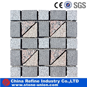 G654 Granite Cube Stone Mesh Paver,Lowest Price Pavers, Grey Granite Pavers,Cube Stone,China Grey Granite Cobble Stone, Cobblestone for Landscaping