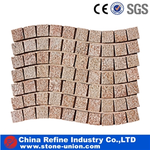 G682 Wavy Shape Cobble on Meshed from Own Factory,Cobble Stone Mesh Garden Stepping Pavements, Walkway, Driveway, Patio Pavers