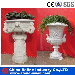 Garden Cast Stone Finish Flower Pots , Stone Flower Pot and Planter,Carved Flower Pot,Flower Stand,Exterior Flower Vase for Garden