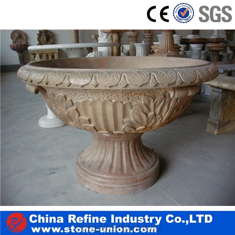 Garden Cast Stone Finish Flower Pots , Stone Flower Pot and Planter,Carved Flower Pot,Flower Stand,Exterior Flower Vase for Garden