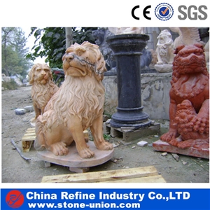 Garden Hand Carving Marble Vivid Lion Sculpture,Handcarved Animal Sculptures,Handcarved Garden Statues,Guardian Lion Carving Statue