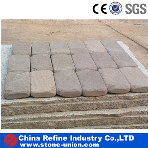 Grey Sandstone Roller Paving Stone,China Cheap Tumbled Sandstone for Sale,Walkway Paving Stone Made in China,High Quality Cobble Sandstone Cube Stone,Road Pavers