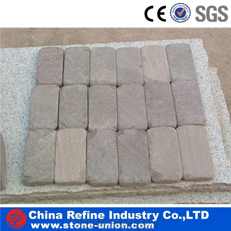 Grey Sandstone Roller Paving Stone,China Cheap Tumbled Sandstone for Sale,Walkway Paving Stone Made in China,High Quality Cobble Sandstone Cube Stone,Road Pavers