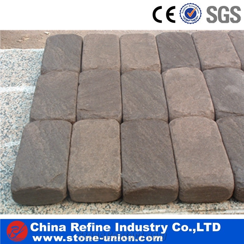 Grey Sandstone Roller Paving Stone,China Cheap Tumbled Sandstone for Sale,Walkway Paving Stone Made in China,High Quality Cobble Sandstone Cube Stone,Road Pavers