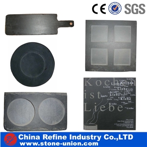 Grey Slate Dish, Healthy Stone Dishes & Plate, Stone Dish with Carving Letters,Jiangxi Black Slate Cheese Board, Rustic Farmhouse Slate Cheese Board