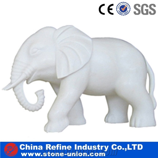 Hand Carved White Marble Elephant Stone Sculpture,Marble Hand Carved Stone Animals,Pure White Western Statues,Religious Statues
