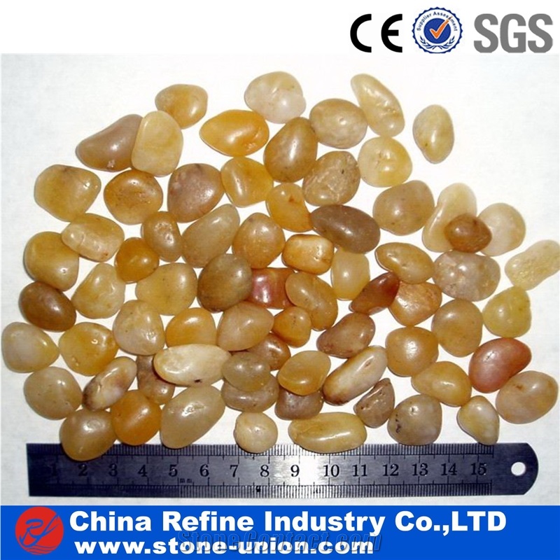 High Quality Yellow River Pebble,Polished Natural River Pebble,Yellow Pebble Tile for Ground