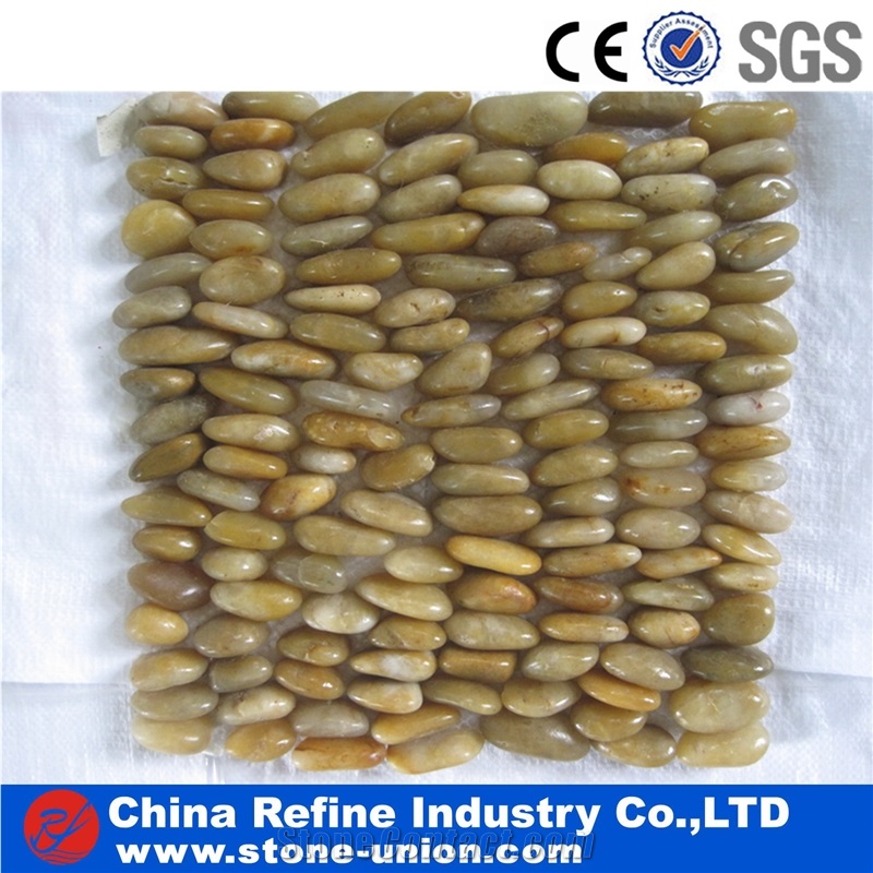 High Quality Yellow River Pebble,Polished Natural River Pebble,Yellow Pebble Tile for Ground