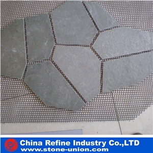 High Quanlity Green Slate Paving Flagstone Tile Exporter ,Garden Multi Yellow Slate Mesh Paver,Slate Landscaping Flagestone