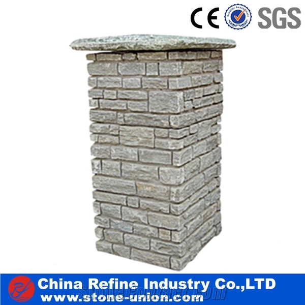 Hot Sale Stone Gate Post China Red Slate Gate Post,Natural Stone Mailbox,Entrance Foyers,Slate Fence,Landscaping Stones