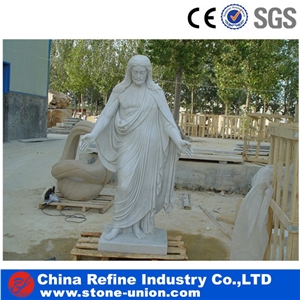 Large Outdoor Marble Figure Sculptures, White Marble Sculpture & Statue, White Marble Carving Decorated Stone