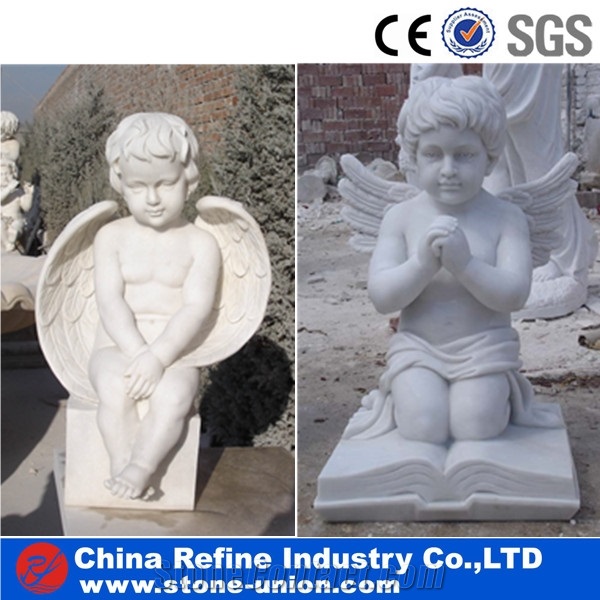 Life-Size Little Angle Decoration Stone Sculpture, White Marble Sculpture & Statue,Carved Marble Western Statuary, White Marble Sculpture & Statue