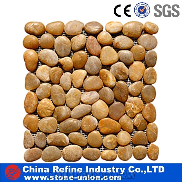 Light Red Pebble Tiles for Decoration,Grave Stone,Pebble Stone Mosaic Tile for Sale,Natural River Stone Mosaic for Wall Covering&Flooring