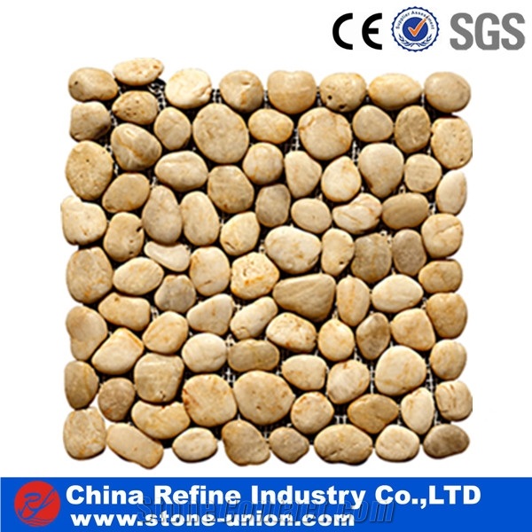 Light Red Pebble Tiles for Decoration,Grave Stone,Pebble Stone Mosaic Tile for Sale,Natural River Stone Mosaic for Wall Covering&Flooring