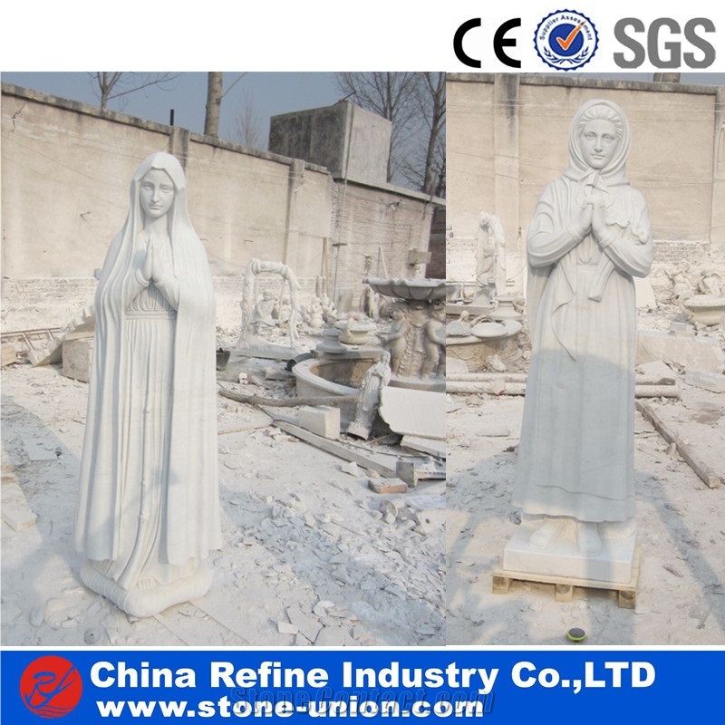 Maria White Marble Statue Exporter, Marble Carving for Church, Religious Statues,European Style White Marble Maria Hand Carved Sculpture