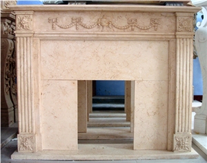 Hand Carved White Marble French Fireplace Surround