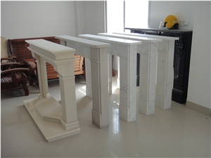 Hand Carved White Marble French Fireplace Surround
