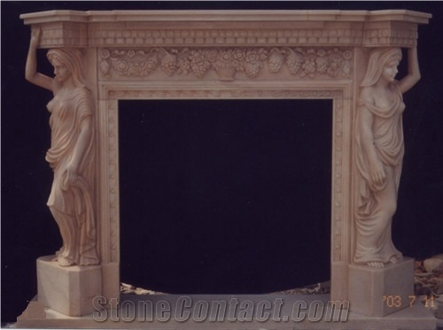 Hand Carved White Marble French Fireplace Surround