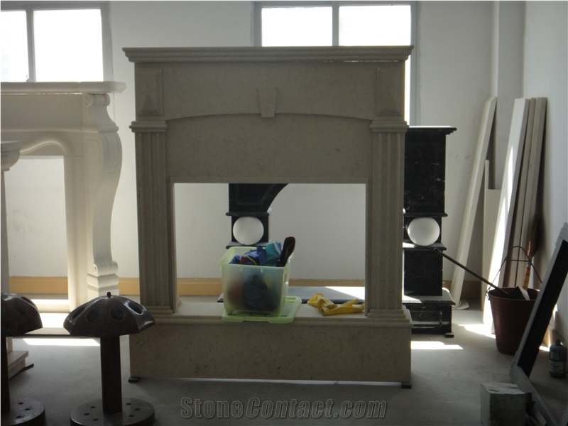 Hand Carved White Marble French Fireplace Surround