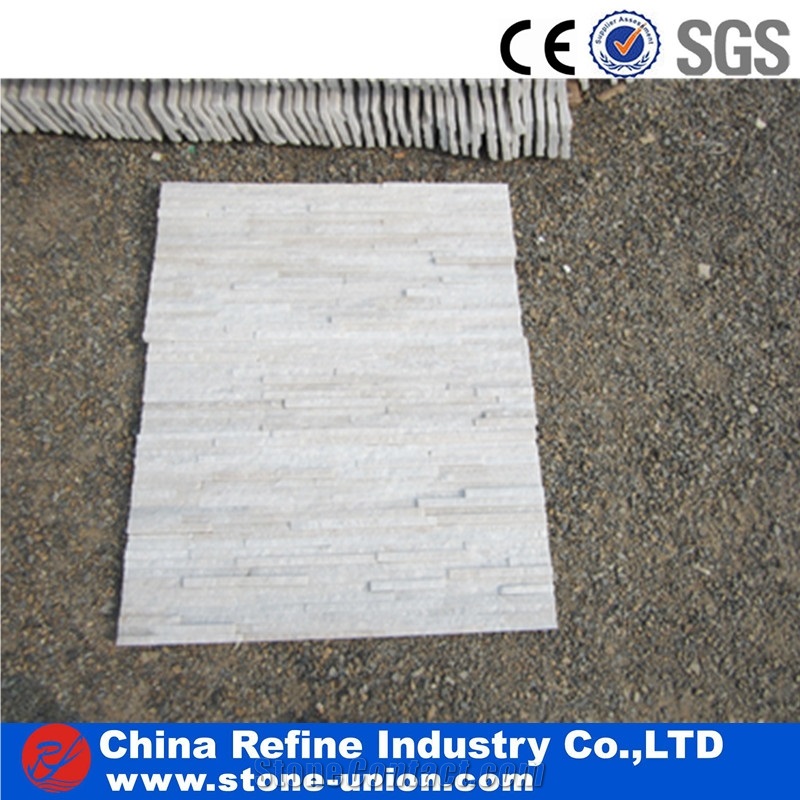 Natural Pure White Stone Veneer, Cultured Stone,White Quartzite Ledger Stone Wall Panels,White Color Ledgestone