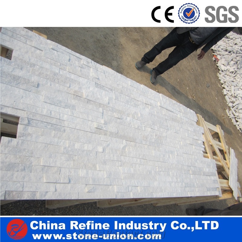 Natural Pure White Stone Veneer, Cultured Stone,White Quartzite Ledger Stone Wall Panels,White Color Ledgestone