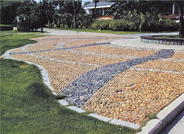 Natural Yellow Pebble Stone, China River Stone, Yellow Natural Driveway Stone, Cobbles Wholesale