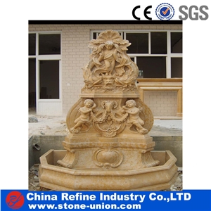 Outdoor Fountain/Yellow Marble Fountain/Garden Fountain,Garden Fountains, Exterior Fountains,Water Features