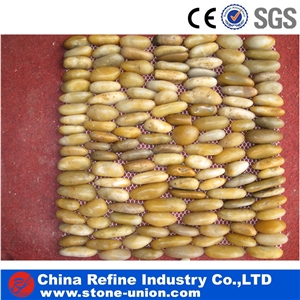 Oval Yellow Polished Good Quality Pebbles , Yellow Pebbles for Garden Walkway,Polished Pebble River Stone for Decoration in Landscaping ,Garden , Walkway