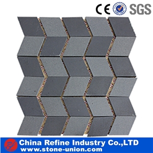 Parallelogram Hainan Black and Grey Basalt Mosaic,Andesite,Lava Stone Mosaic Tiles,Grey Basalt Mosaic Tile for Interior Decoration ,Floor Mosaic ,Wall Mosaic ,Grey Basalt Mosaic